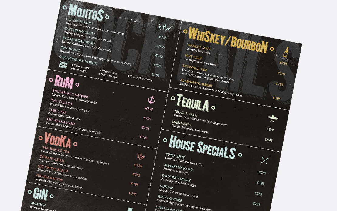 The Dáil Bar cocktail menu