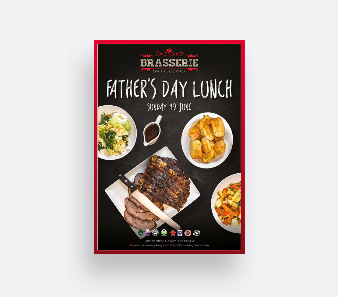 Brasserie on the Corner Father's day promotional A2 poster