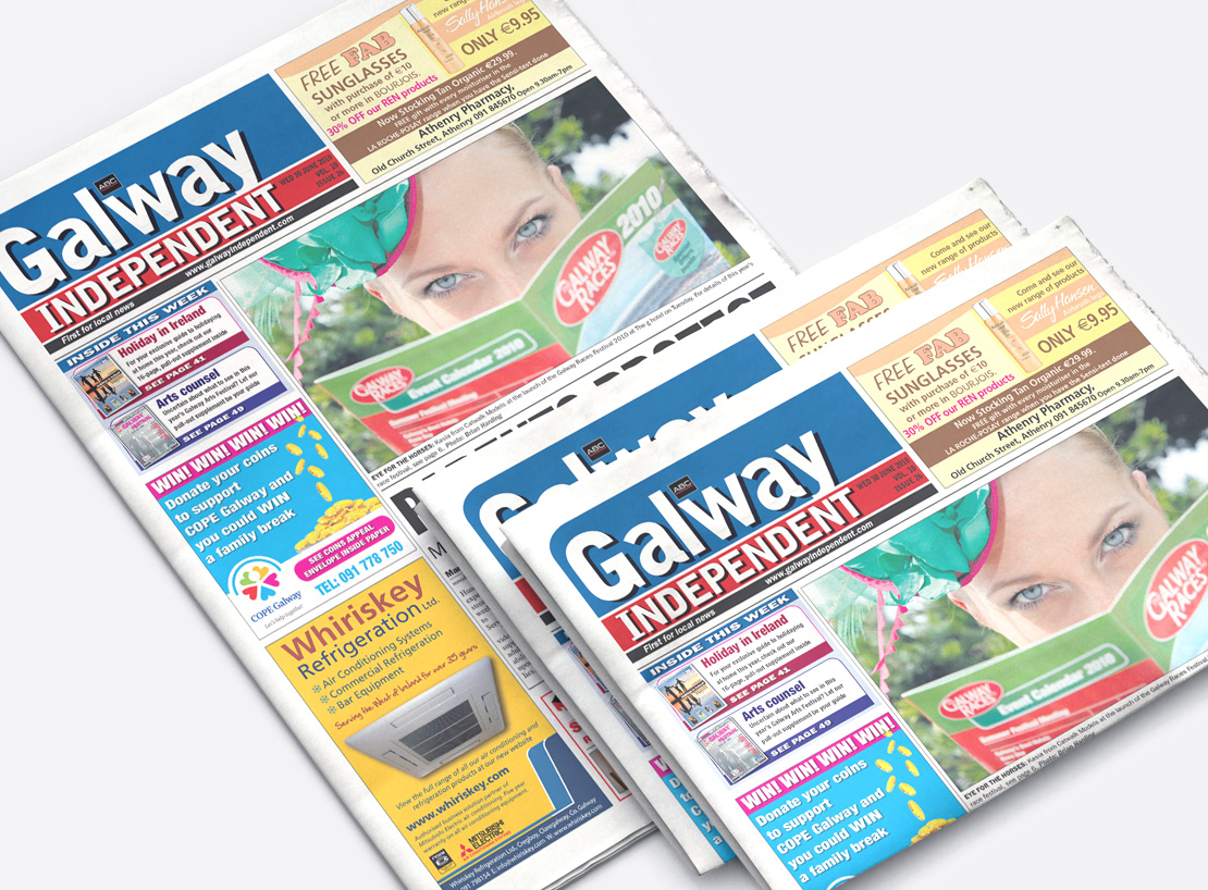 Galway Independent cover and page design examples