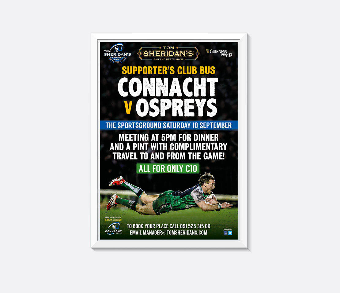 Tom Sheridan's Connacht Rugby promotional A2 poster