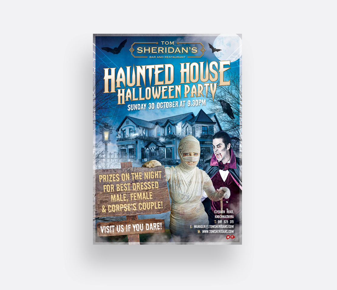 Tom Sheridan's 2016 Halloween Party promotional A2 poster
