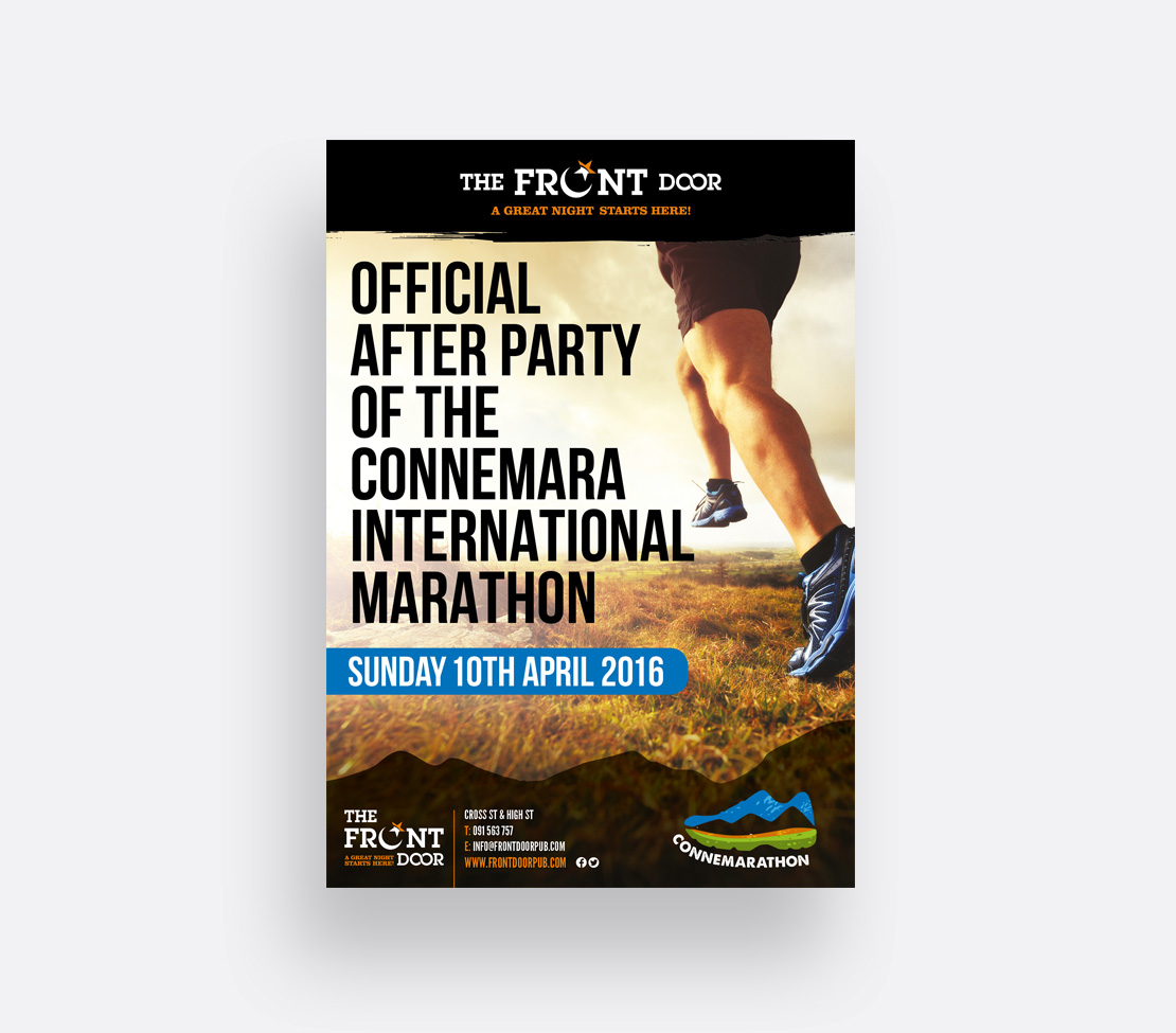 The Front Door Connemarathon After-Party promotional A2 poster