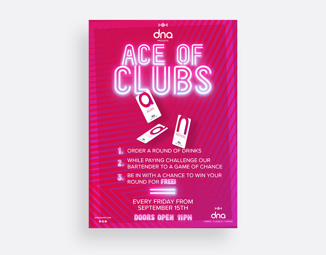 dna 'Ace of Clubs' customer game promotional A2 poster