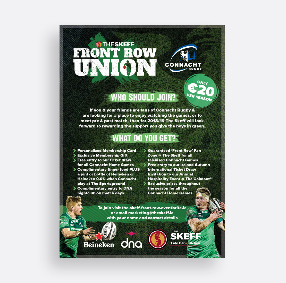 The Skeff Connacht Rugby 'Front Row Union' promotional campaign and A1 poster